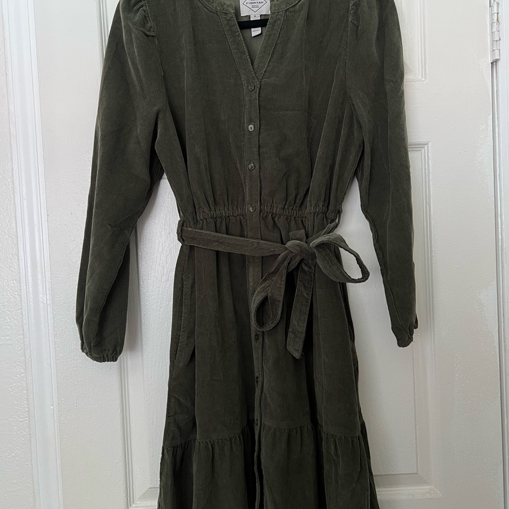 St. John's Bay Dark Green Long Sleeve Dress